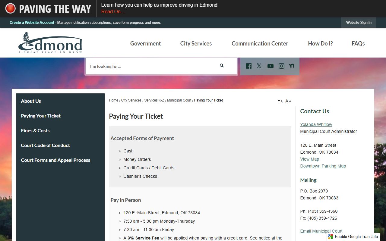 edmond traffic ticket records online payment portal screenshot