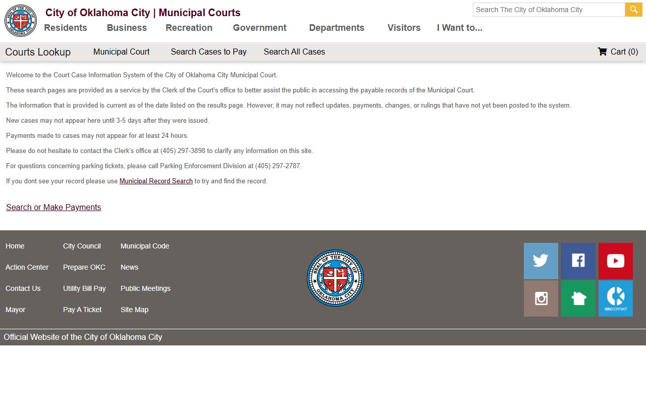 oklahoma city traffic ticket records lookup portal screenshot