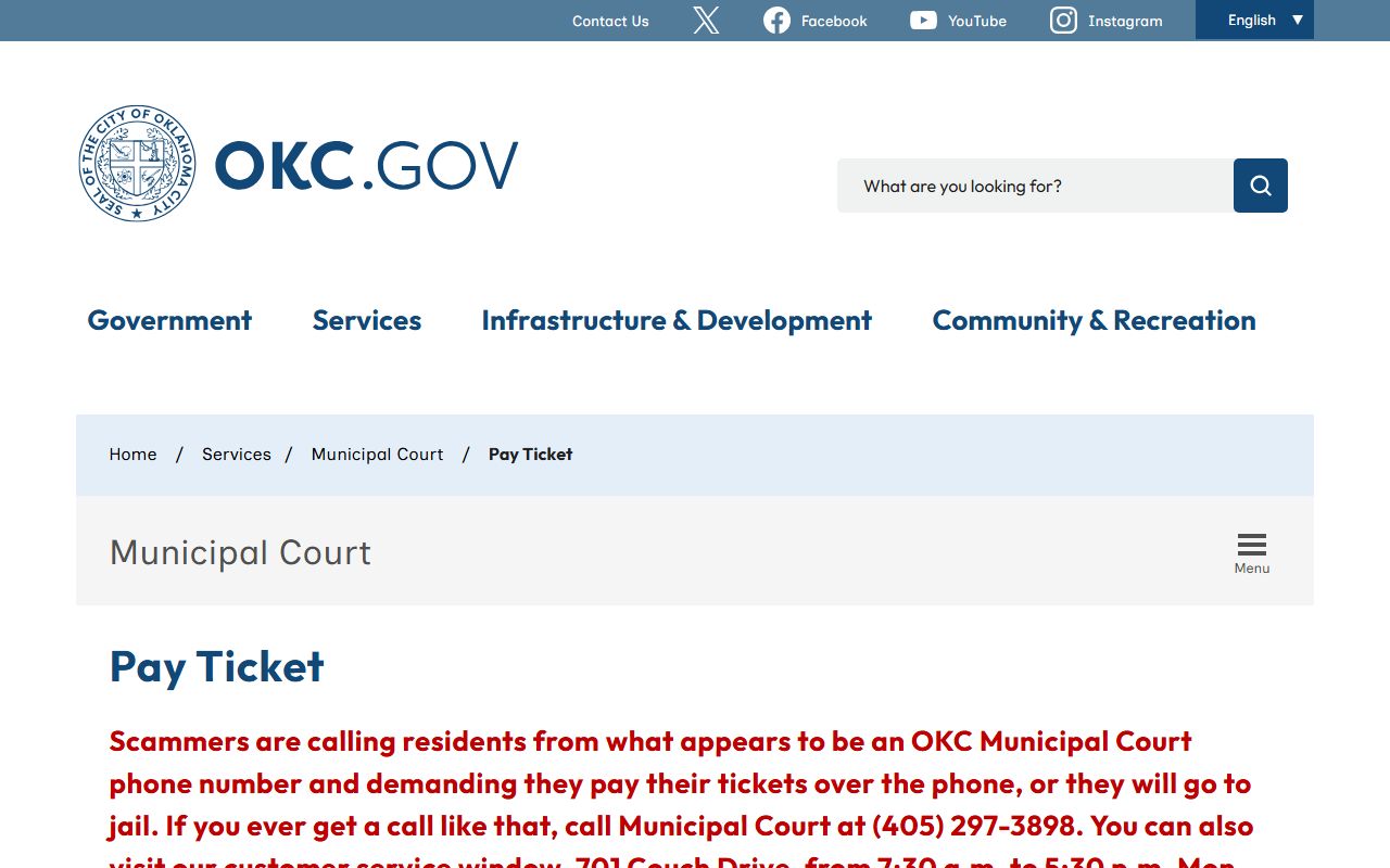 oklahoma city traffic ticket records payment page screenshot