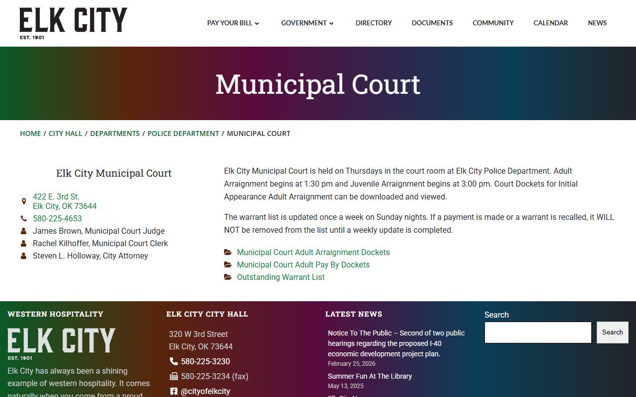 beckham county traffic ticket records elk city municipal court