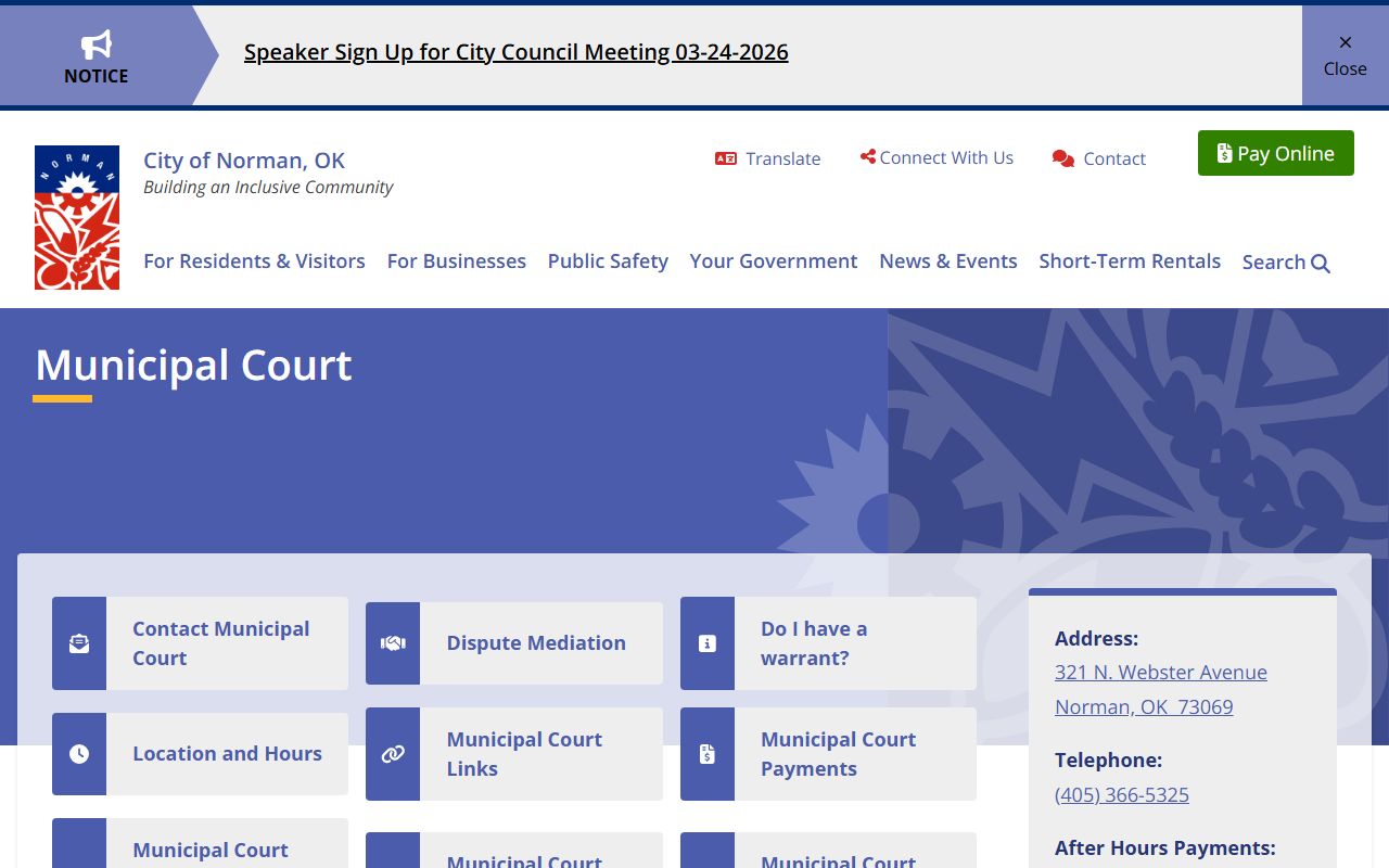 cleveland county norman municipal court traffic ticket records