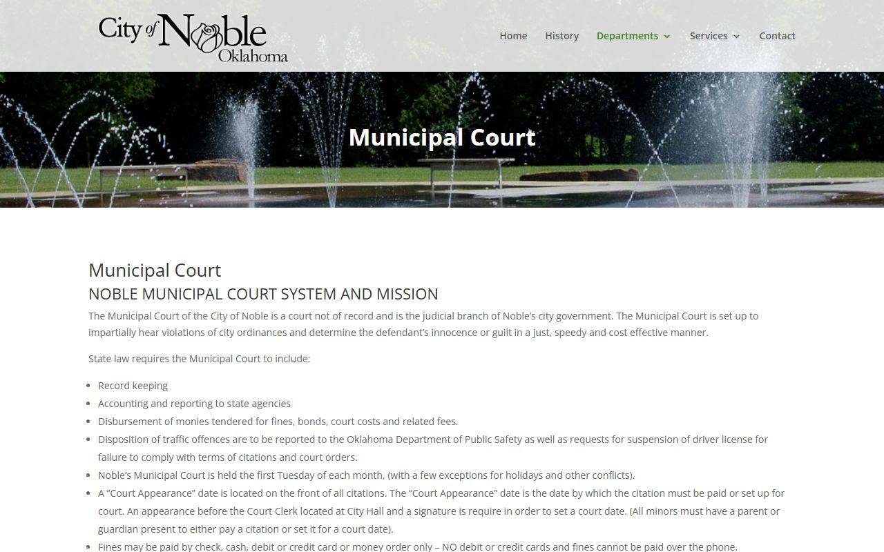 OSCN search portal for Noble County traffic ticket records