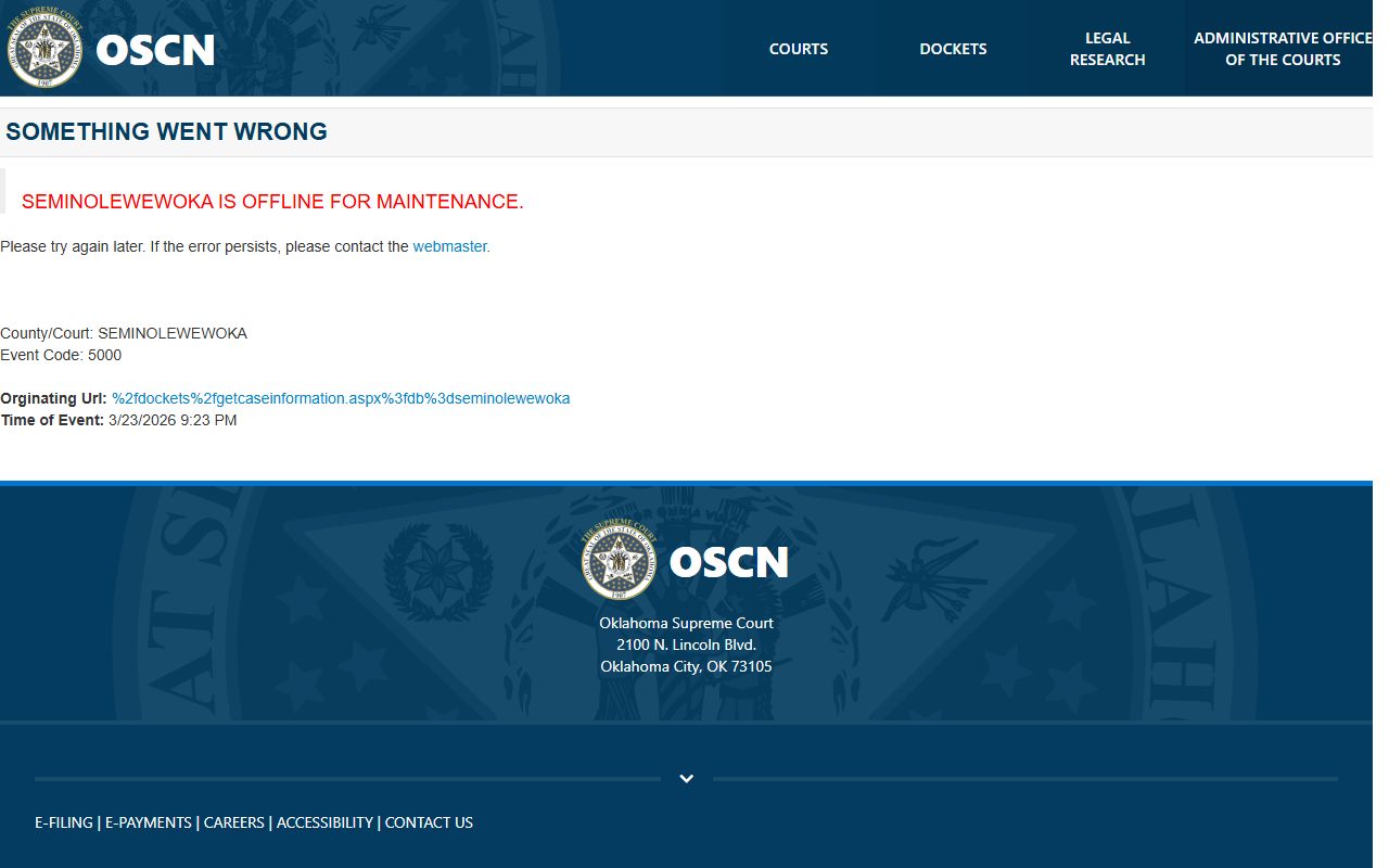 Seminole County traffic ticket records OSCN court search portal