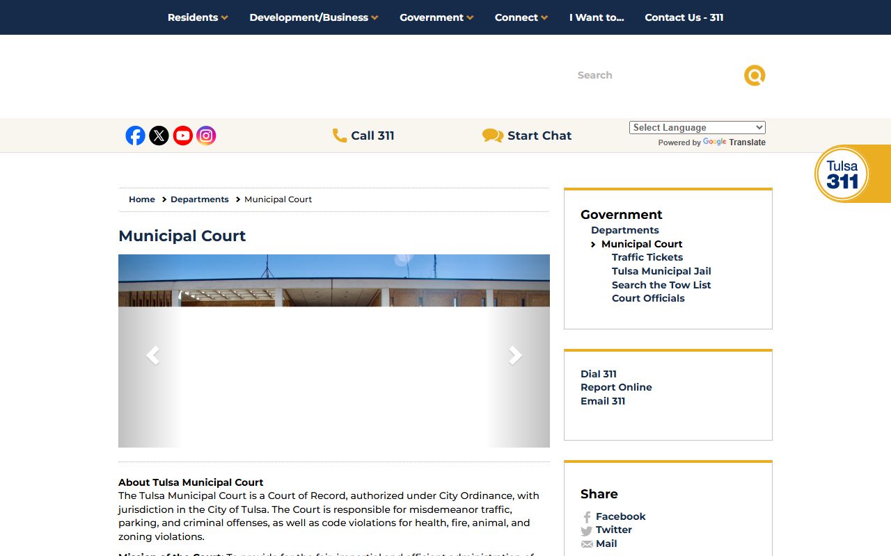 Tulsa Municipal Court traffic ticket records payment and case information